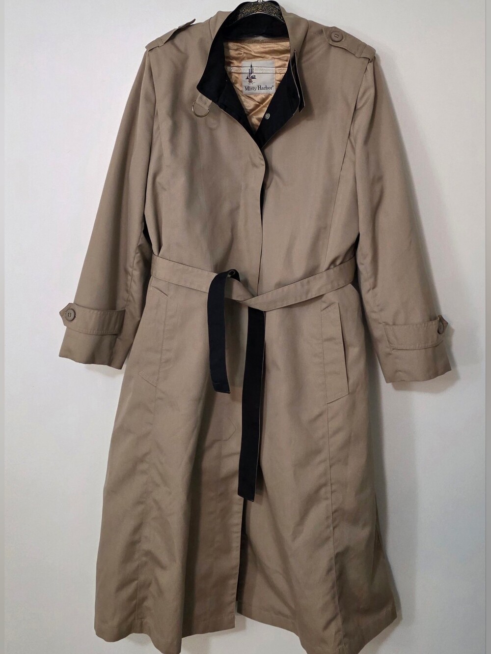 Vintage Misty Harbor Removable Wool Lined Trench Coat Khaki Timeless Sz 16